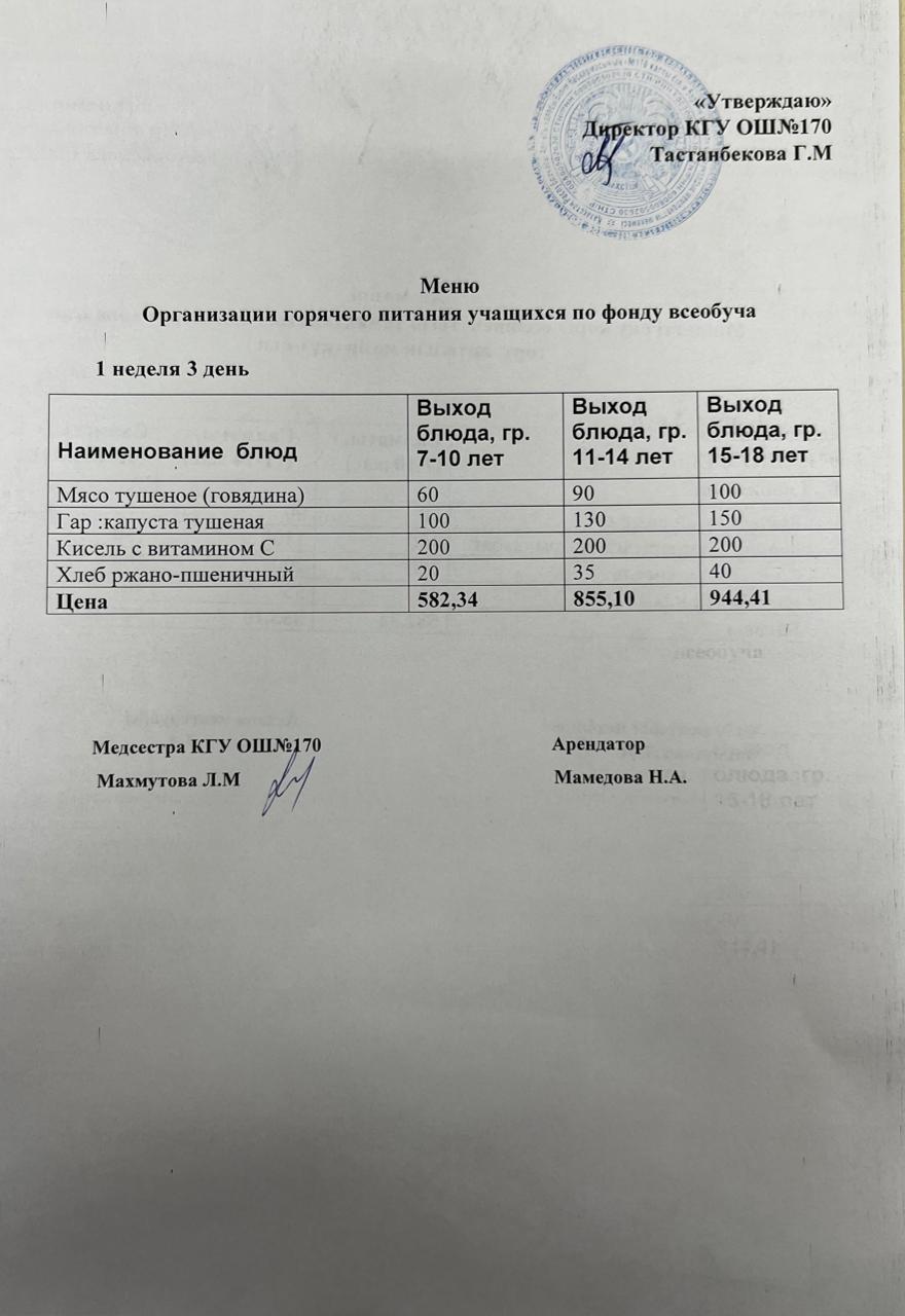 Ас мәзірі/Меню на 07.12.2022